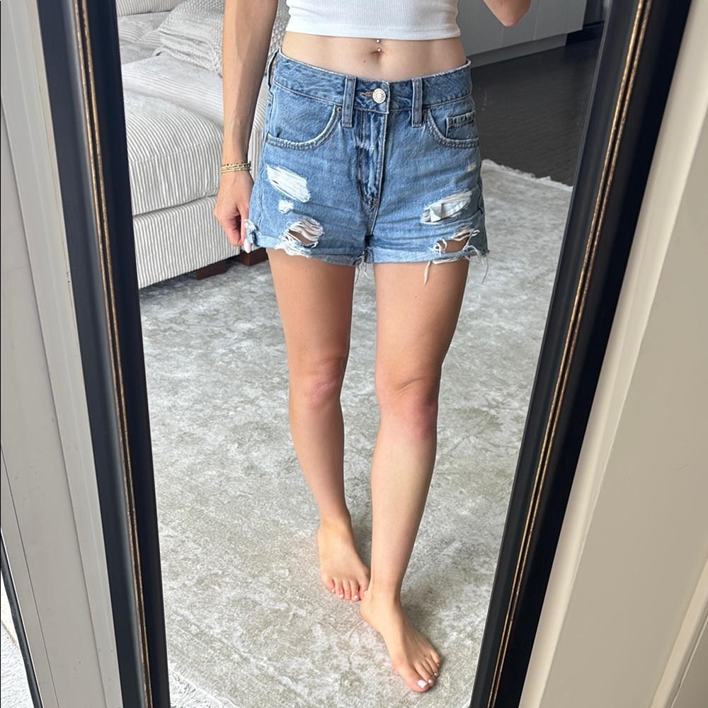 Garage ripped distressed mom jean Shorts denim